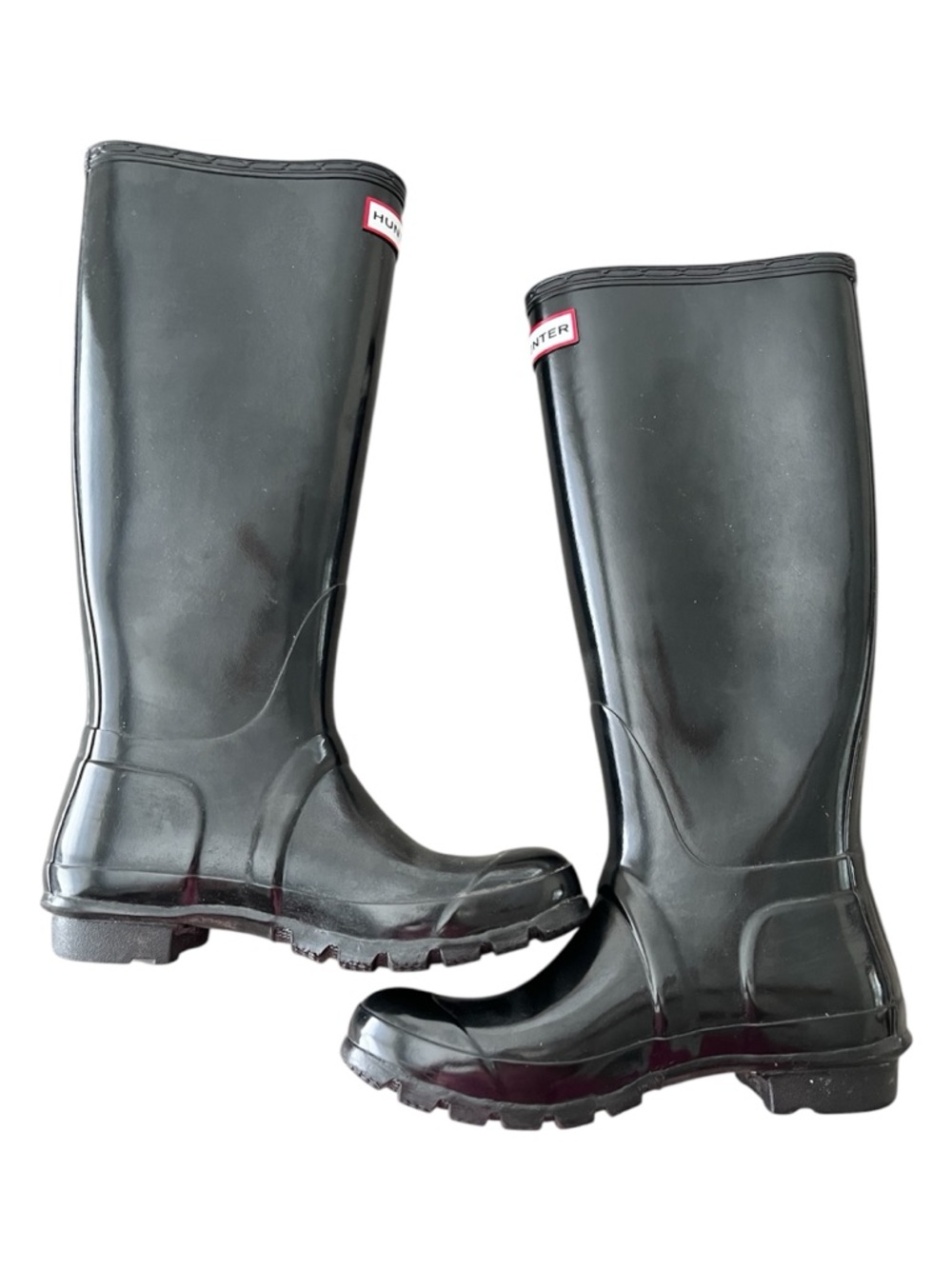 Hunter Original Black Gloss Tall Shiny Rain Boots W23616 - size 6 Female - Picture 3 of 8